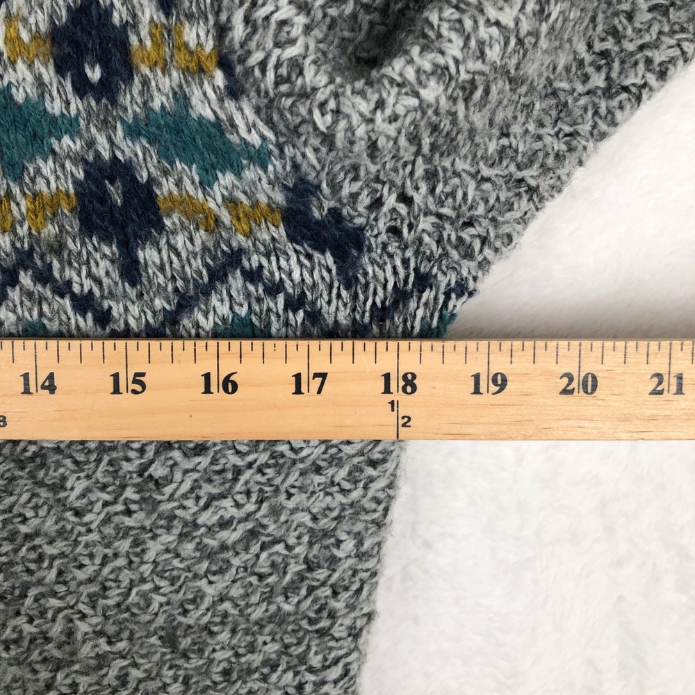 ROYAL ROBBINS Fair Isle Wool Blend Full Zip Hooded Cardigan Women's Sz M Gray - Picture 9 of 10